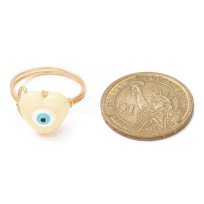 Resin Heart with Eye Open Cuff Rings RJEW-JR00578-1