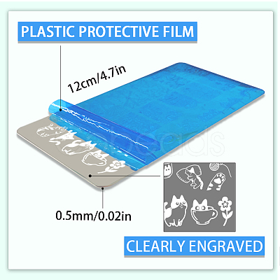 Stainless Steel DIY Nail Art Templates MRMJ-WH0092-096-1