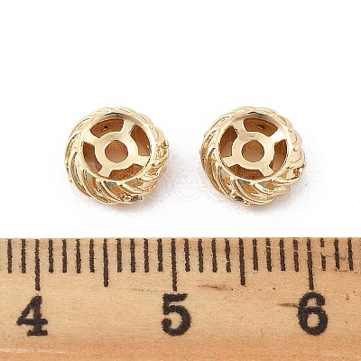 Brass Micro Pave Clear Cubic Zirconia Spacer Beads KK-K371-31G-1