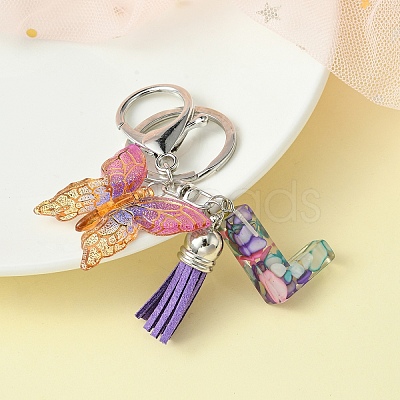 Resin Letter & Acrylic Butterfly Charms Keychain KEYC-YW00001-12-1