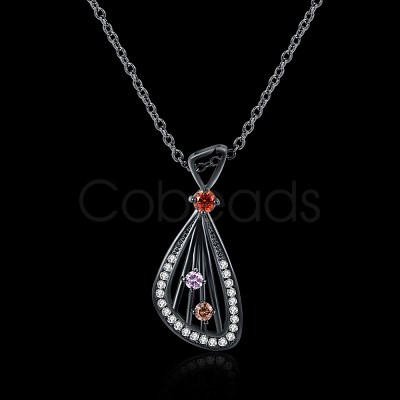 Fashion Brass Micro Pave Cubic Zirconia Pendant Necklaces NJEW-BB34096-1