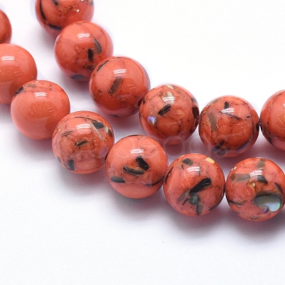 Sea Shell and Synthetic Turquoise Assembled Beads Strands G-G758-12-4mm-1