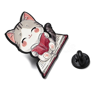 Cat Reading Book Enamel Pins LS-JEWB-I055-05EB-03-1