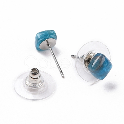 Natural Apatite Ear Studs EJEW-K091-01P-02-1