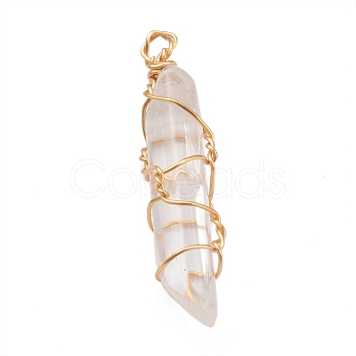Natural Quartz Crystal Pointed Pendants PALLOY-JF00613-1