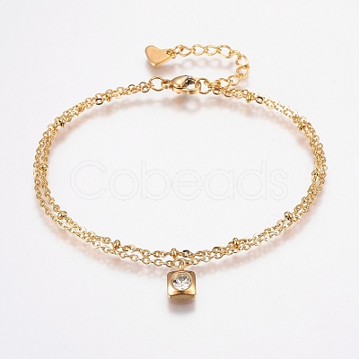 304 Stainless Steel Cable Chain Bracelets BJEW-I243-22G-A-1
