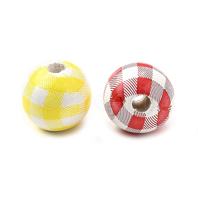 Printed Schima Wood Beads WOOD-L022-01A-1