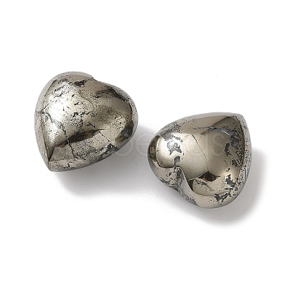 Natural Pyrite and Quartz Heart Palm Stones G-Z122-02-1