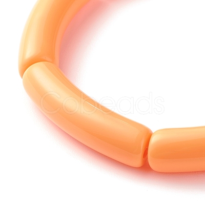 Candy Color Chunky Acrylic Curved Tube Beads Stretch Bracelets for Women BJEW-JB07312-1