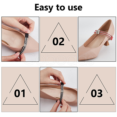 3 Pairs 3 Colors Elastic Imitation Leather Shoelace Bands FIND-DR0001-15A-1