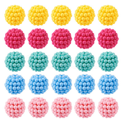 50Pcs 5 Colors Rubberized Style Acrylic Beads SACR-TA0001-32-1