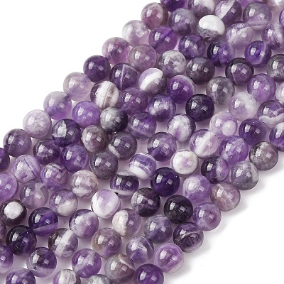 Natural Chevron Amethyst Beads Strands G-P428-04A-6mm-1