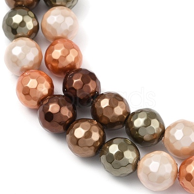 Faceted Round Shell Pearl Beads Strands BSHE-XCP0001-42-1