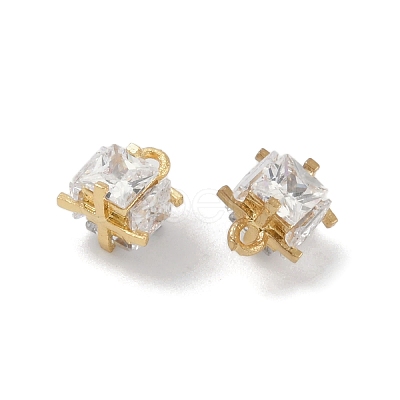 Rack Plating Brass Micro Pave Clear Cubic Zirconia Pendants KK-A224-09G-1