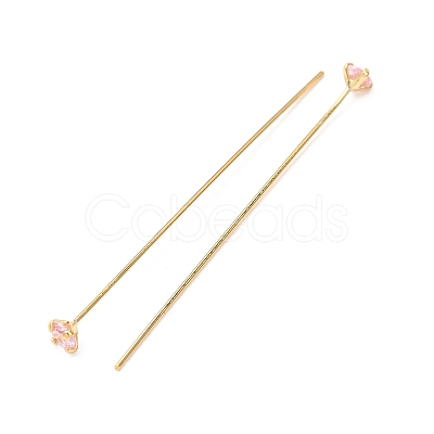 Brass Micro Pave Cubic Zirconia Stud Earring Findings CU-CBA4618-01G-02-1
