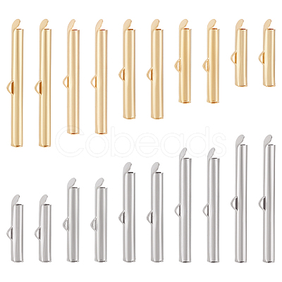 60Pcs 10 Style 304 Stainless Steel Slide On End Clasp Tubes STAS-UN0035-27-1