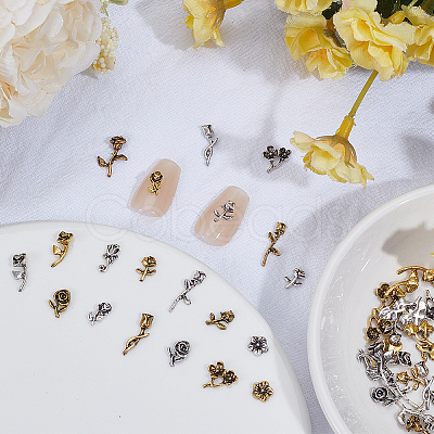 88Pcs 22 Styles Flower Alloy Cabochons FIND-SP0004-78A-1