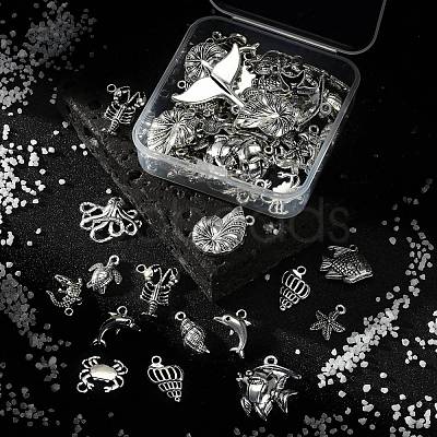 60Pcs 14 Style Tibetan Style Alloy Pendants TIBEP-FS0001-05AS-1