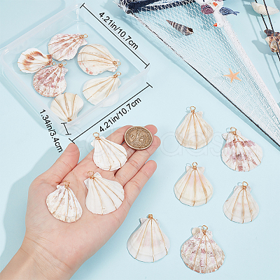 20Pcs Natural Scallop Shell Dyed Pendants FIND-BBC0003-15-1