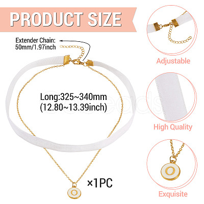 Flat Round with Letter O Alloy Enamel Pendant Necklaces for Women NJEW-TAC0033-1