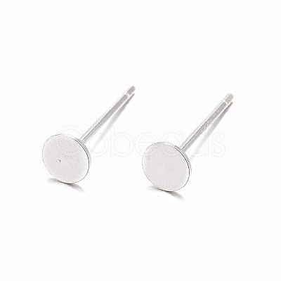 925 Sterling Silver Flat Pad Stud Earring Findings STER-K167-045C-S-1