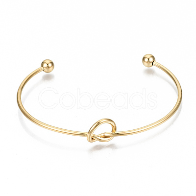 304 Stainless Steel Love Knot Cuff Bangle Making MAK-S073-001G-1