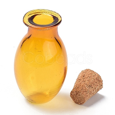 Oval Glass Cork Bottles Ornament X1-AJEW-O032-03A-1
