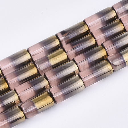 Half Electroplate Glass Beads Strands EGLA-S177-01G-1
