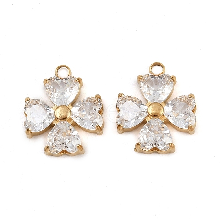 304 Stainless Steel Micro Pave Cubic Zirconia Pendants STAS-I352-07G-B01-1
