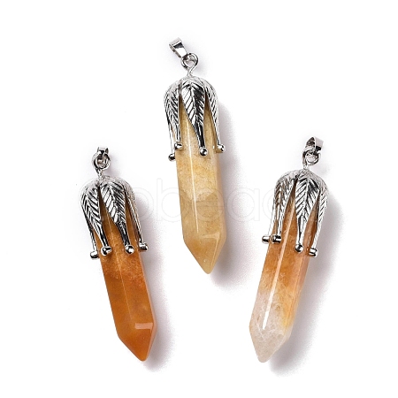 Natural Yellow Jade Big Pointed Pendants G-E059-03AS-03-1