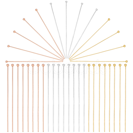 180Pcs 3 Colors Brass Flat Head Pins KK-ME0002-83-1