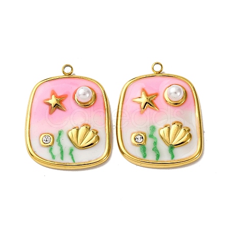 304 Stainless Steel Enamel Pendants X1-STAS-L299-18G-01-1