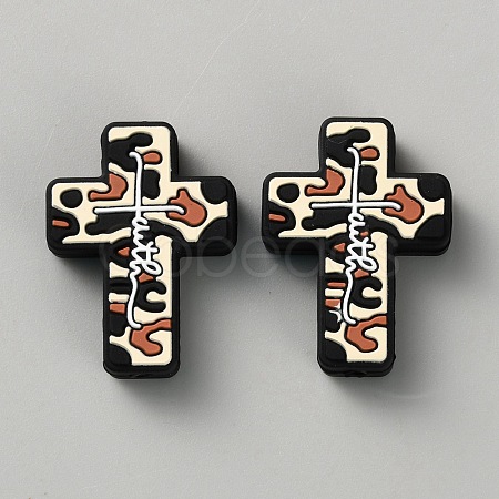 Halloween Cross Silicone Beads SIL-WH0025-01A-1