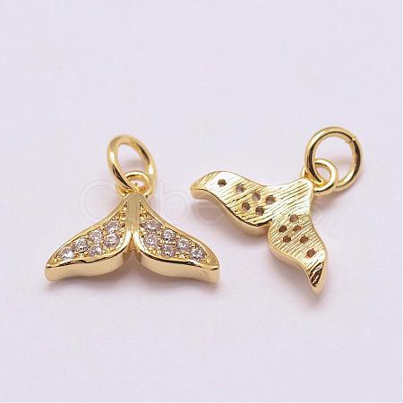 Brass Micro Pave Grade AAA Cubic Zirconia Charms ZIRC-G093-01G-NR-1
