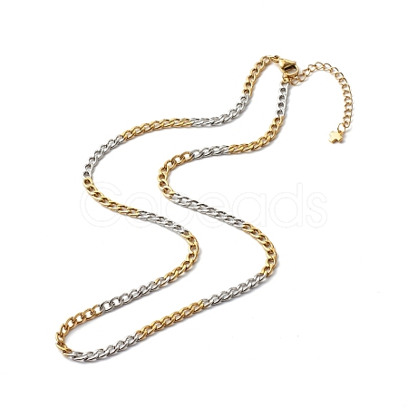 Two Tone 304 Stainless Steel Curb Chain Necklaces NJEW-JN03541-1