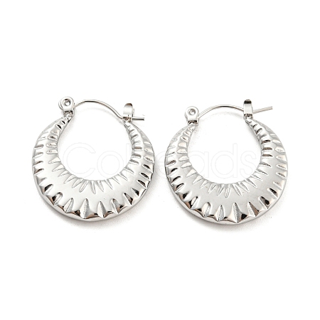 Non-Tarnish Texture Ring 304 Stainless Steel Hoop Earrings for Women EJEW-C067-07P-1