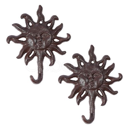 Rustic Cast Iron Sun Face Wall Hook IFIN-WH0011-84-1
