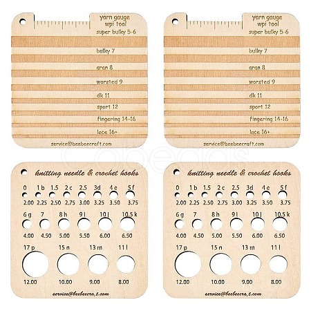 Square Wooden Knitting Needle Gauge Tools PW-WG42712-01-1