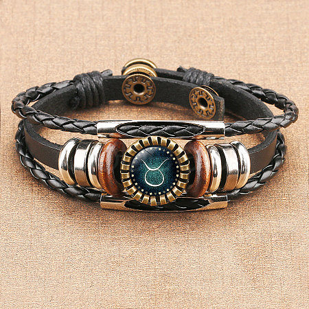 12 Constellations PU Leather Multi-strand Bracelets WGFD09F-02-1