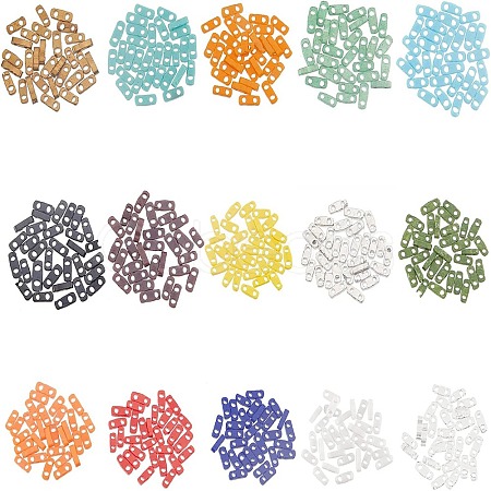 450Pcs 15 Colors 2-Hole Glass Seed Beads SEED-FH0001-07A-1