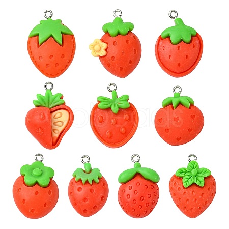 60Pcs 10 Styles Opaque Resin Pendants RESI-CJ0004-41-1
