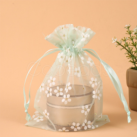 Rectangle Organza Drawstring Bags CON-PW0001-062A-04-1