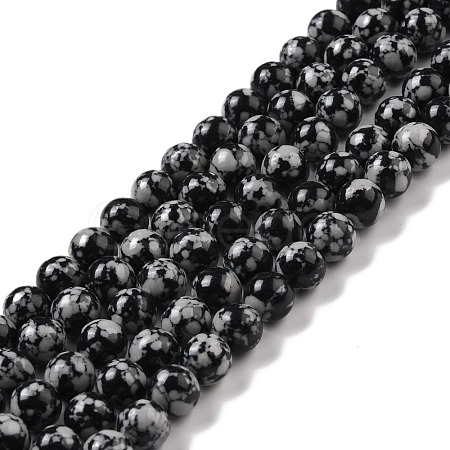 Synthetic Snowflake Obsidian Beads Strands G-E568-03C-1