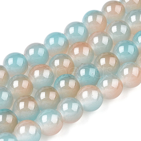 Baking Paint Imitation Jade Glass Round Bead Strands X1-DGLA-N003-6mm-05-1