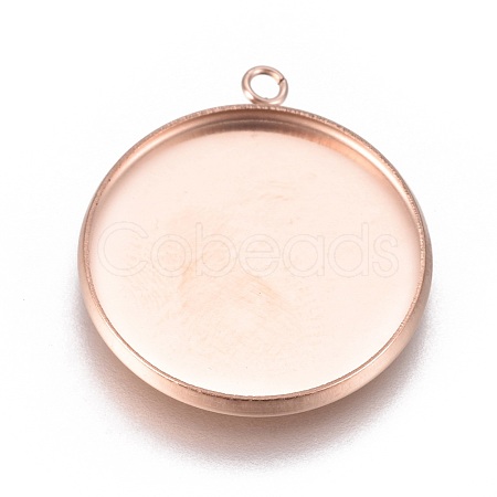 Ion Plating(IP) 304 Stainless Steel Pendant Cabochon Settings STAS-G127-13-20mm-RG-1