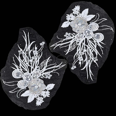3D Flower Polyester Embroidery Sew on Flower Appliques PATC-WH0008-24A-1