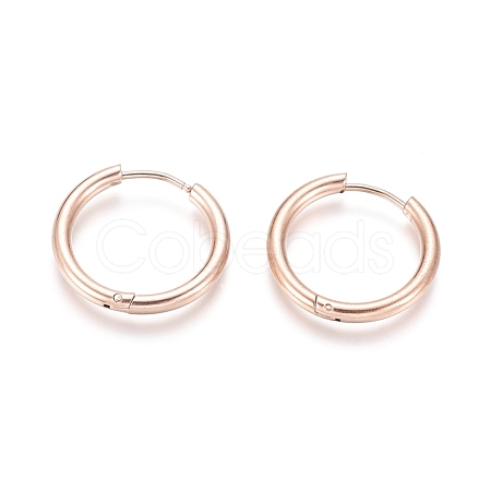 Ion Plating(IP) 304 Stainless Steel Huggie Hoop Earrings EJEW-F111B-21mm-RG-1