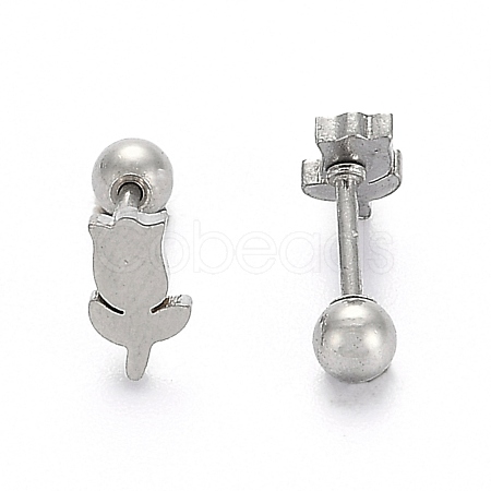 Tarnish Resistant 201 Stainless Steel Barbell Cartilage Earrings EJEW-R147-39-1