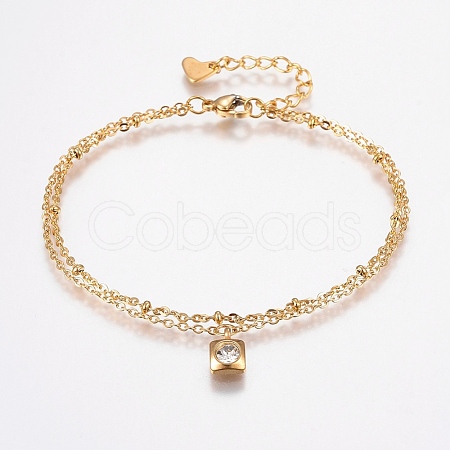 304 Stainless Steel Cable Chain Bracelets BJEW-I243-22G-A-1