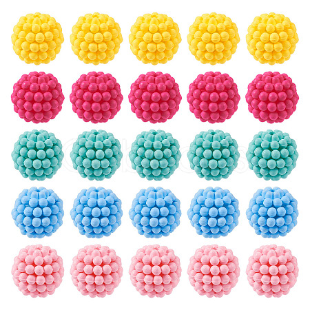 50Pcs 5 Colors Rubberized Style Acrylic Beads SACR-TA0001-32-1